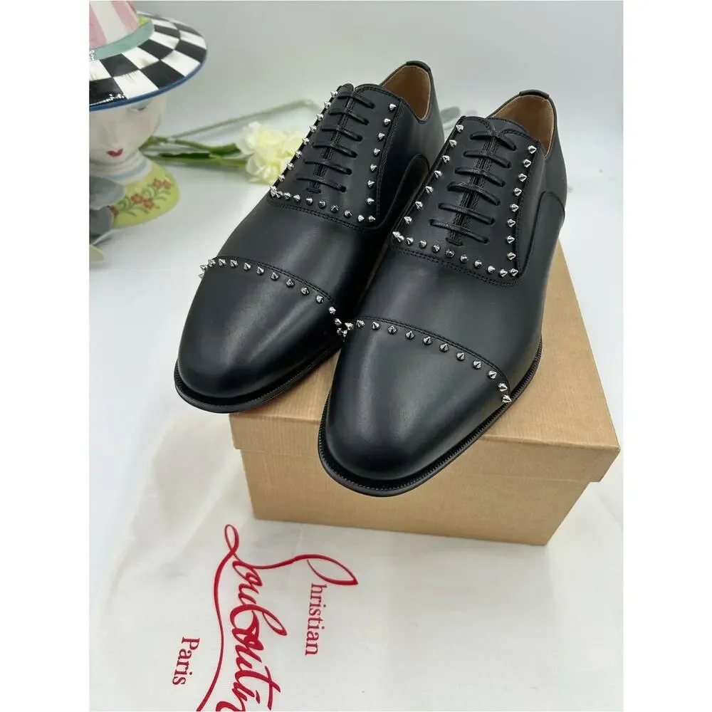 Men's Christian Louboutin CLOOCLOO spiked Leather, Oxford, size 41 made in Italy